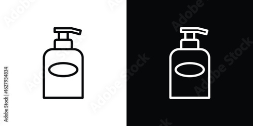 Liquid soap bottle icon graphic, editable stroke. Suitable for website design, logo, app, template, and ui ux.