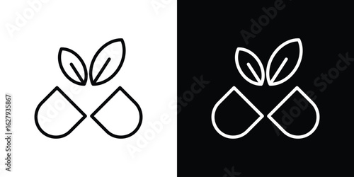 Herb eco capsule icon graphic, editable stroke. Suitable for website design, logo, app, template, and ui ux.