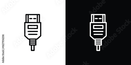 HDMI cable icon graphic, editable stroke. Suitable for website design, logo, app, template, and ui ux.