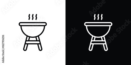 Grill icon graphic, editable stroke. Suitable for website design, logo, app, template, and ui ux.