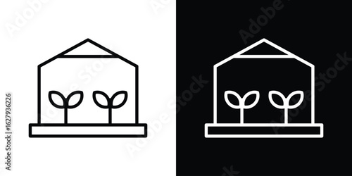 Greenhouse icon graphic, editable stroke. Suitable for website design, logo, app, template, and ui ux.