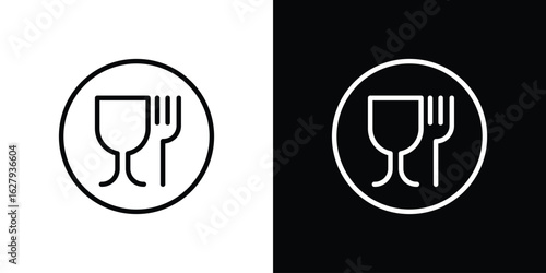 Food safe mark icon graphic, editable stroke. Suitable for website design, logo, app, template, and ui ux.