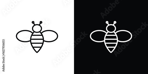 Flying bee icon graphic, editable stroke. Suitable for website design, logo, app, template, and ui ux.