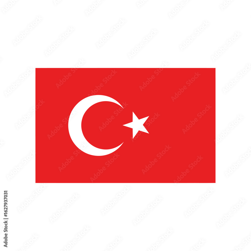 Obraz premium The national flag of Turkey, featuring a white crescent moon and star on a red background.