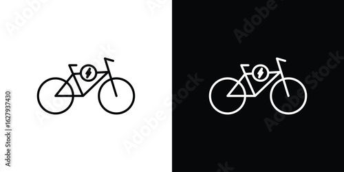 Electric bike icon graphic, editable stroke. Suitable for website design, logo, app, template, and ui ux.
