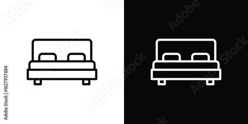 Double bed icon graphic, editable stroke. Suitable for website design, logo, app, template, and ui ux.
