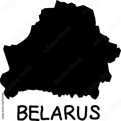 Black silhouette map of Belarus on a white background. Clean and simple vector design perfect for educational use, geography, political maps, or Eastern Europe-related content.
