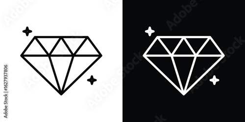 Diamond icon graphic, editable stroke. Suitable for website design, logo, app, template, and ui ux.