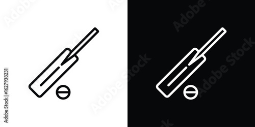Cricket bat and ball icon graphic, editable stroke. Suitable for website design, logo, app, template, and ui ux.