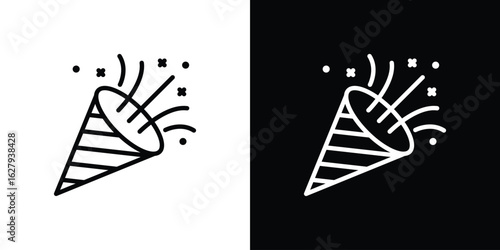 Confetti popper icon graphic, editable stroke. Suitable for website design, logo, app, template, and ui ux.