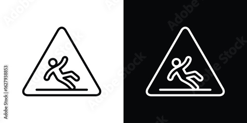 Caution wet floor icon graphic, editable stroke. Suitable for website design, logo, app, template, and ui ux.
