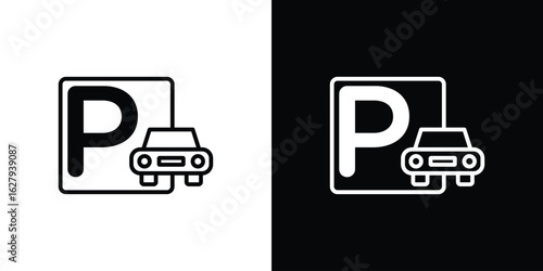 Car parking icon graphic, editable stroke. Suitable for website design, logo, app, template, and ui ux.