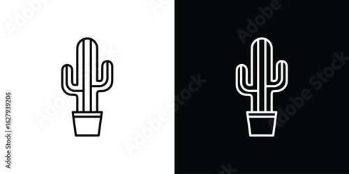 Cactus icon graphic, editable stroke. Suitable for website design, logo, app, template, and ui ux.