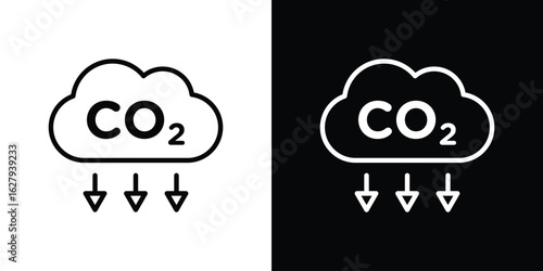 CO2 emission icon graphic, editable stroke. Suitable for website design, logo, app, template, and ui ux.