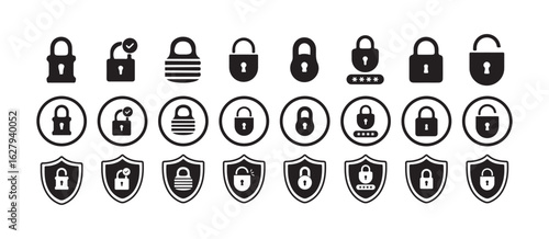Lock icon collection,Lock Open and Lock Closed Icons  Flat security symbol, vector illustration eps 10.