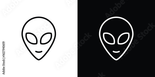 Alien face icon graphic, editable stroke. Suitable for website design, logo, app, template, and ui ux.