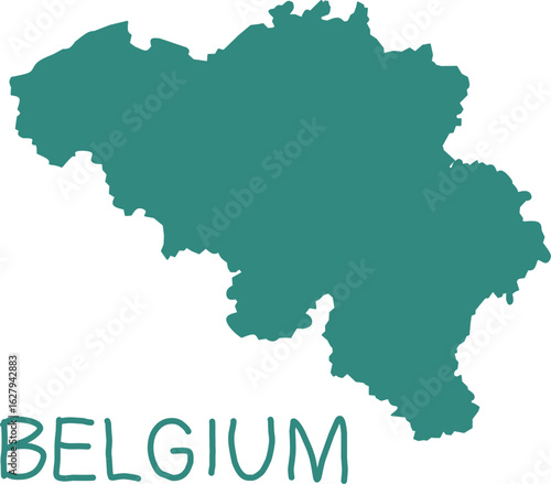 Blue silhouette map of Belgium on a white background. Minimalist vector style ideal for educational, political, geographic, or European-themed design and infographic use.