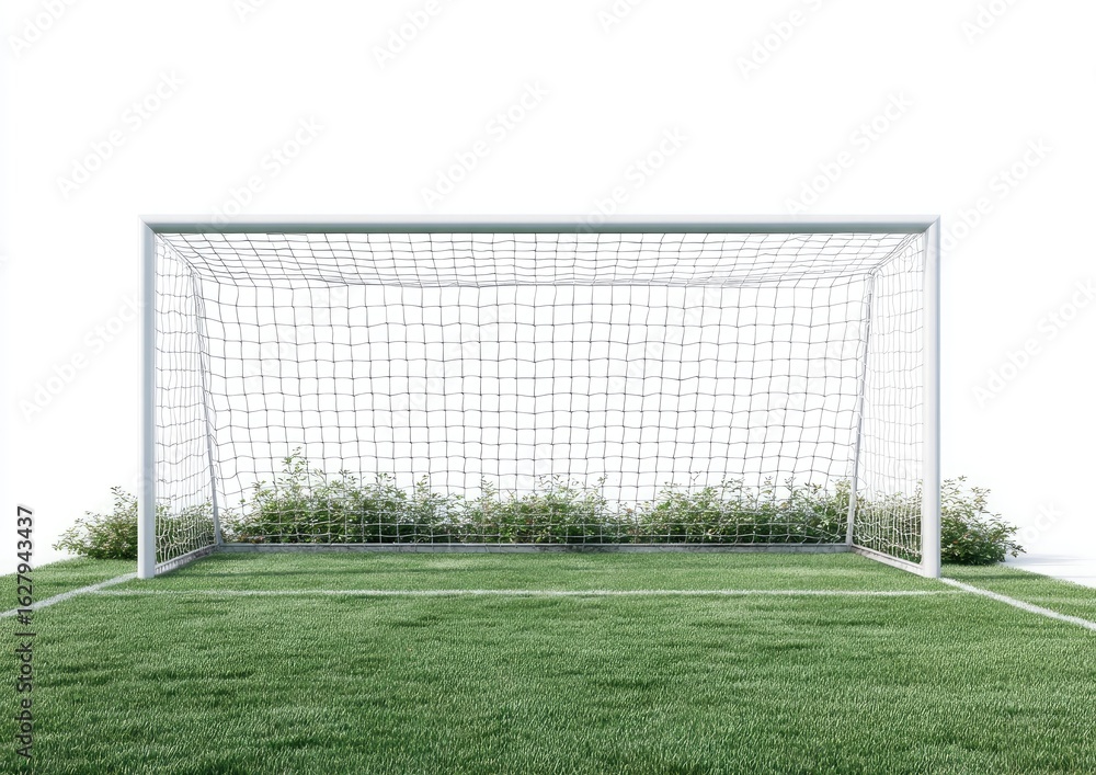 Fototapeta premium Empty soccer goal on a grassy field