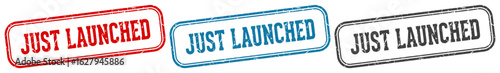 just launched stamp. just launched rectangular stamp set isolated on white background