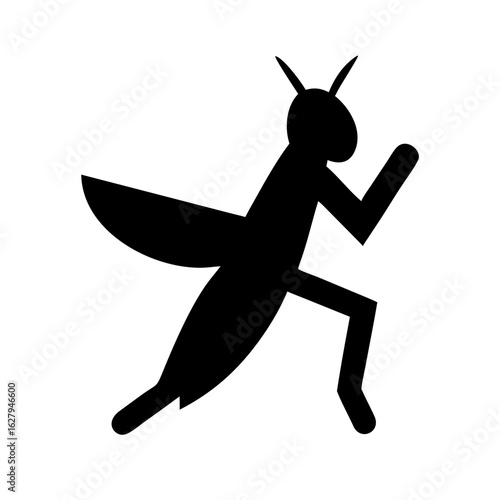 Wallpaper Mural Black grasshopper silhouette isolated on white background Torontodigital.ca