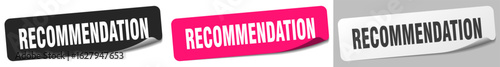recommendation sticker. recommendation sticker set on white background