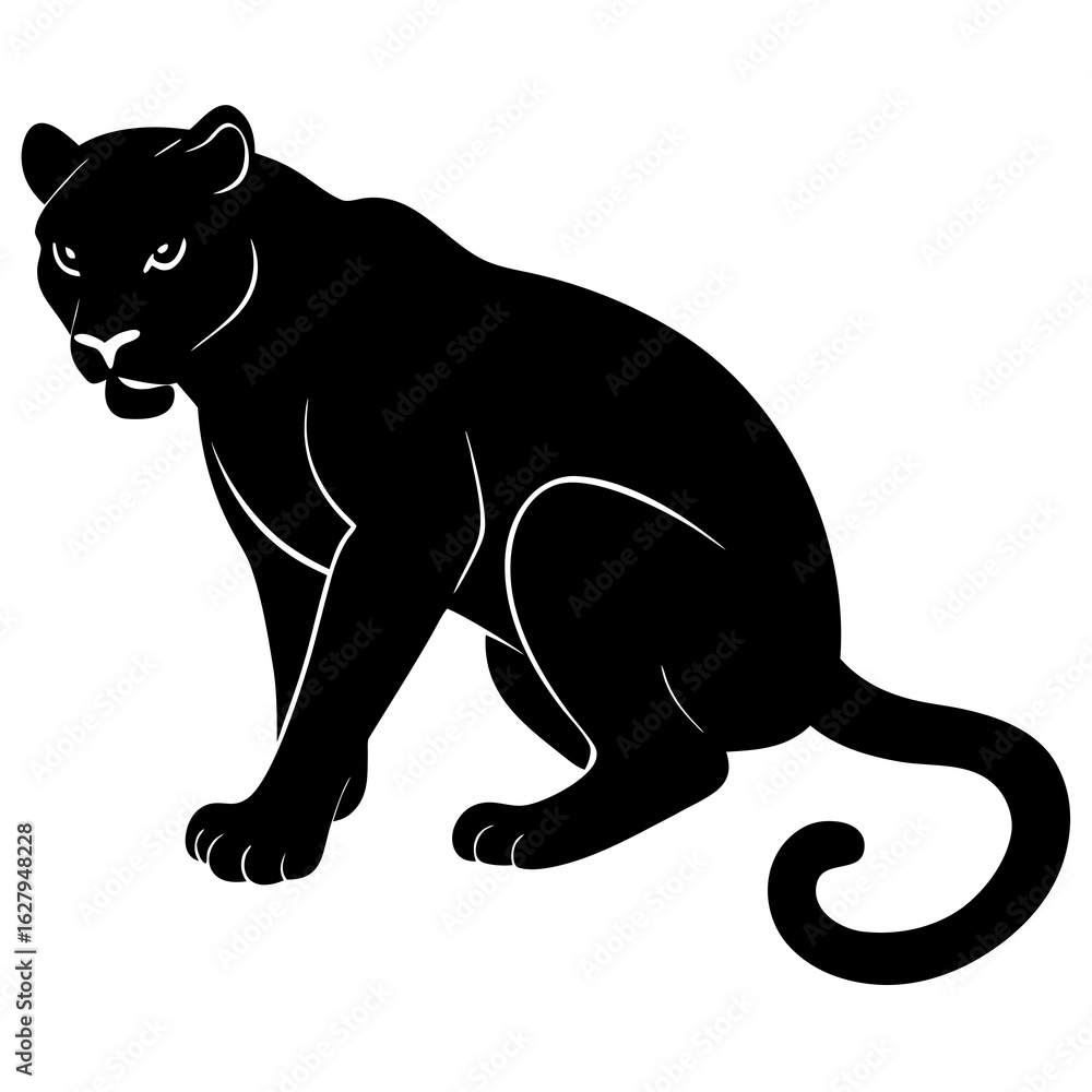 Obraz premium Panther Crouching Silhouette Vector