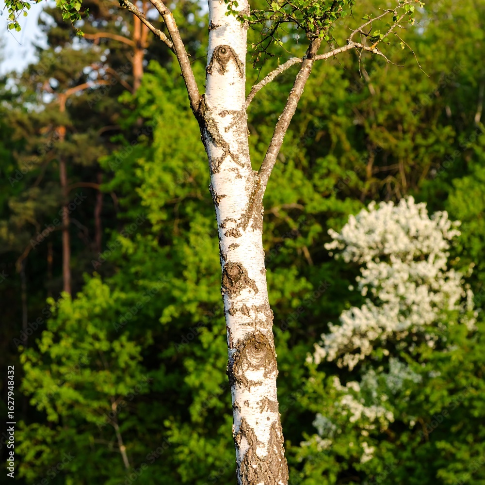 Obraz premium Birch tree trunk in forest