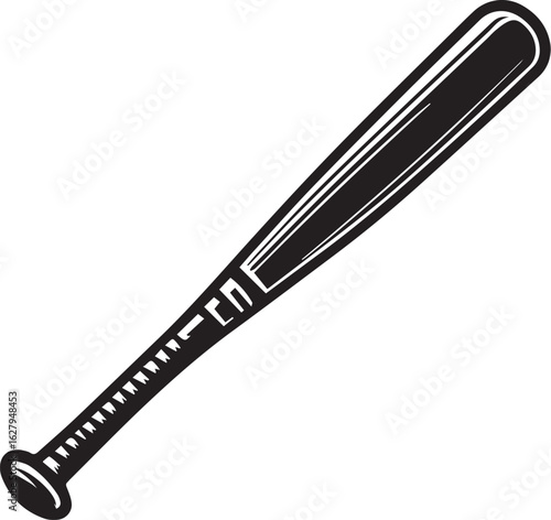 black and white vector of a baseball bat