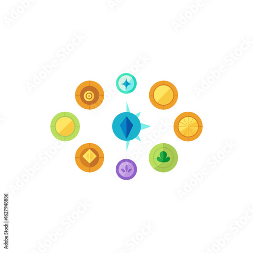  different shell compass token set 