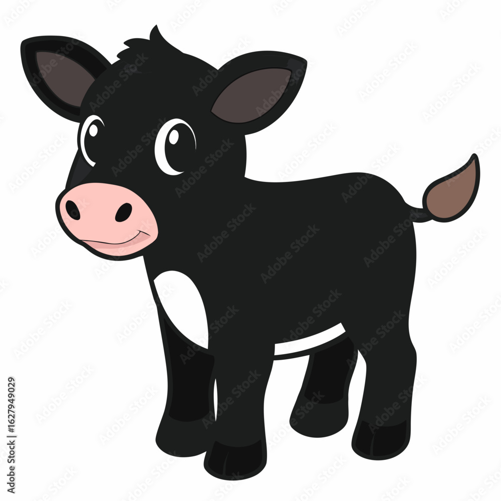 Naklejka premium Cute black calf cartoon isolated on white background