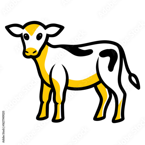 Cute cartoon calf isolated on white background