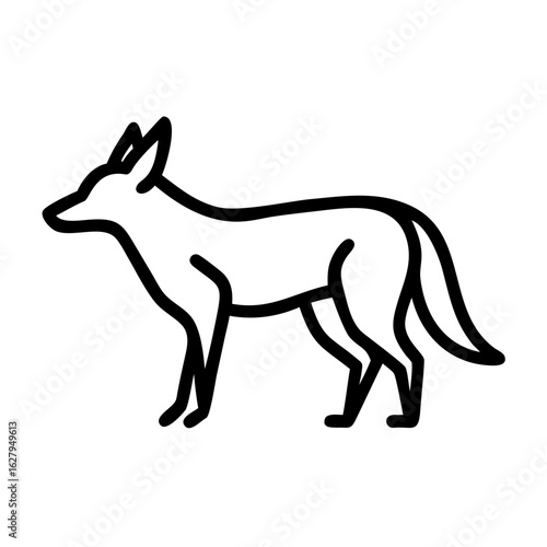 Simple line art illustration of a fox isolated on white background
