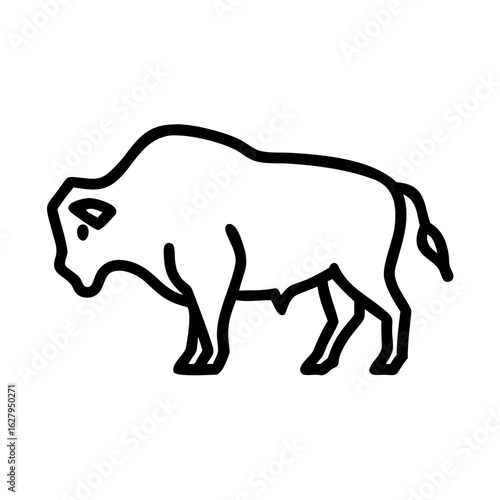 Bison outline isolated on white background