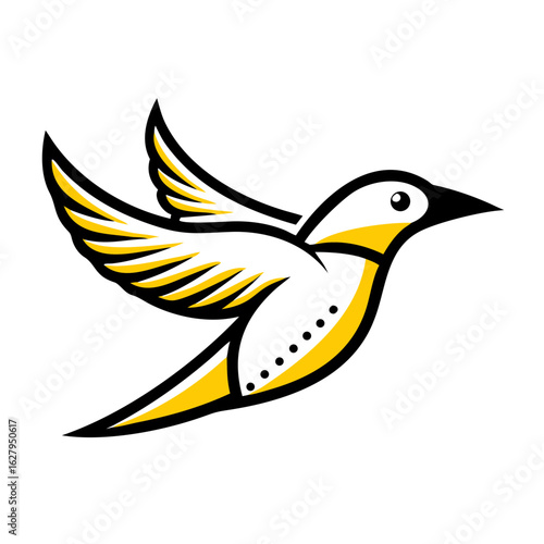 Stylized hummingbird flying isolated on white background