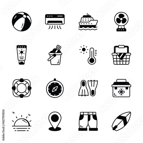 Check out our premium set of summer vacation glyph icons