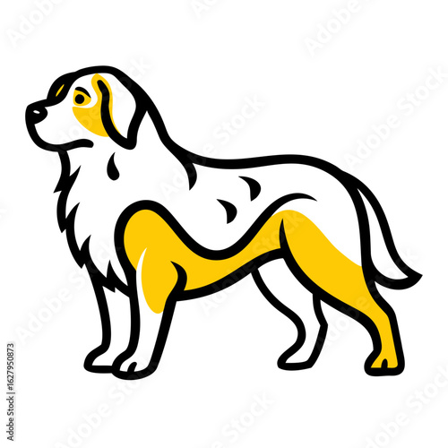 Stylized illustration of a golden retriever dog isolated on white background