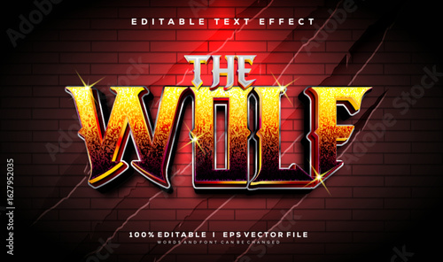 the wolf 3d vector text effect with modern style design
