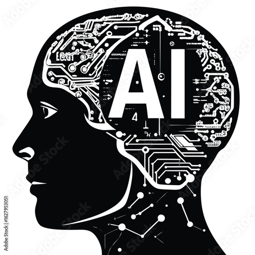 Artificial Intelligence Brain Circuitry Human Head Keywords: AI, artificial intelligence, brain