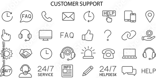 Customer Support and Service Vector Icon Set

