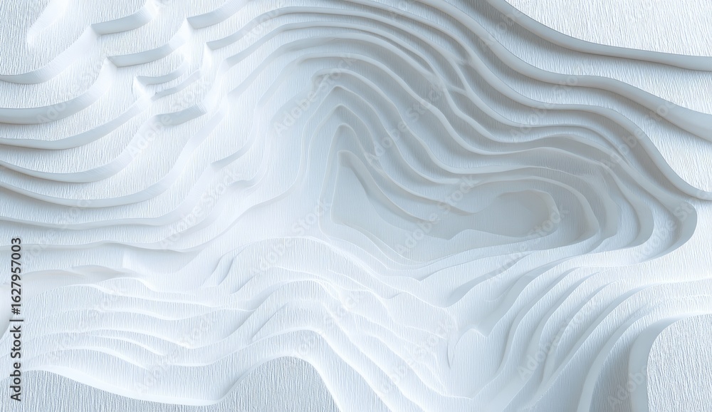 Obraz premium Abstract, layered, white relief design. Complex, undulating surface resembling topography
