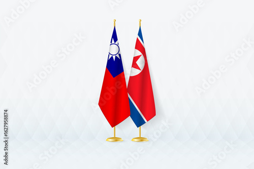 Taiwan and North Korea Flags Side by Side, Symbol of International Partnership.