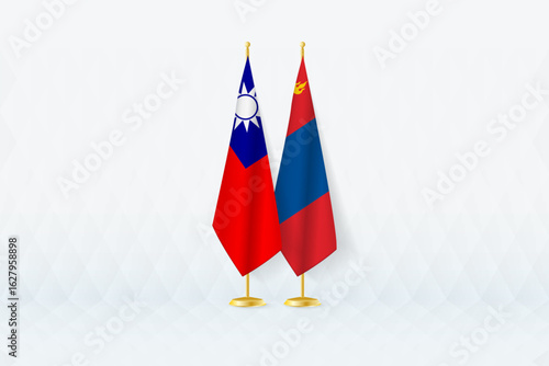 Taiwan and Mongolia Flags Side by Side, Symbol of International Partnership.