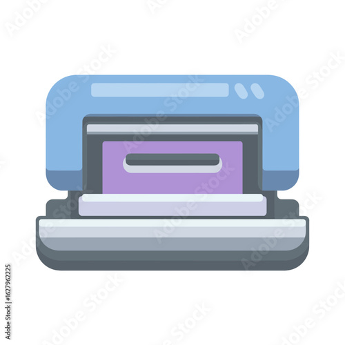 Illustration of a blue and gray hole punch on a white background, concept for office supplies, stationery graphics and organizational design.