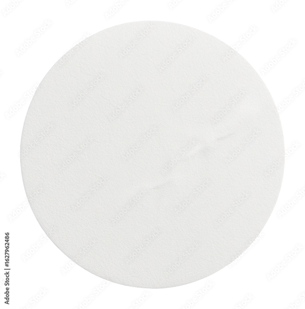 A plain white round cotton pad texture suitable for cosmetic use on transparent background. A plain white round cotton pad texture suitable for cosmetic use on transparent background.
