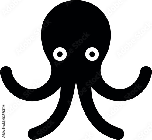 Cute black octopus icon vector
