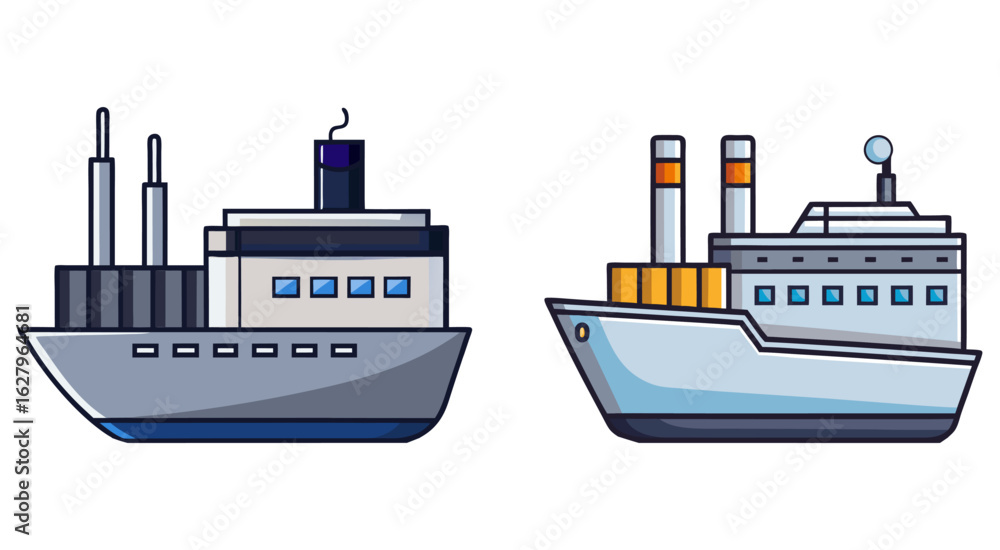 Obraz premium Flat coloured ship vector illustration design