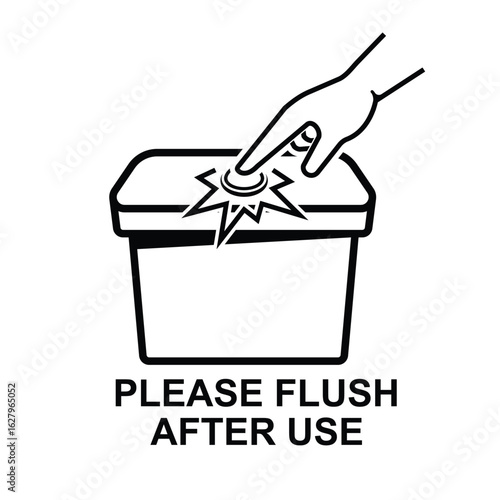 Please flush after use icon isolated on white background vector illustration.