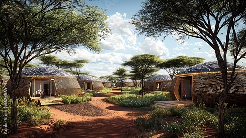 Sustainable dome homes in a sunny savanna