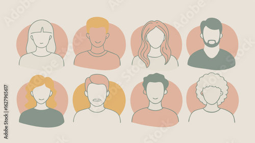 Minimalist hand-drawn diverse people portraits collection