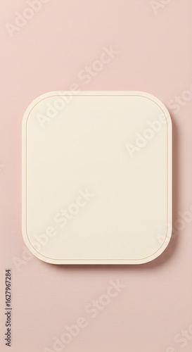 Free Download Creamy off white rectangular object with rounded corners casting a soft shadow on a pale pink background. Wedding invitation card mockup with copyspace - GFXLoad